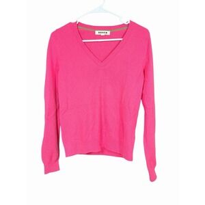Boden Cashmere Sweater Size XSmall Hot Pink V Neck Quiet Luxury Old Money Office